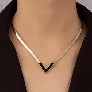 18k Gold Plated V-Shaped Snake Chain Necklace
